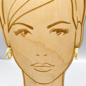 Vintage Basic Hoop Earrings, Minimalist Pearl and Gold Tone Rope Twists